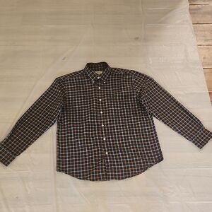 St. John's Bay Brown and Blue Plaid Button-Down Shirt